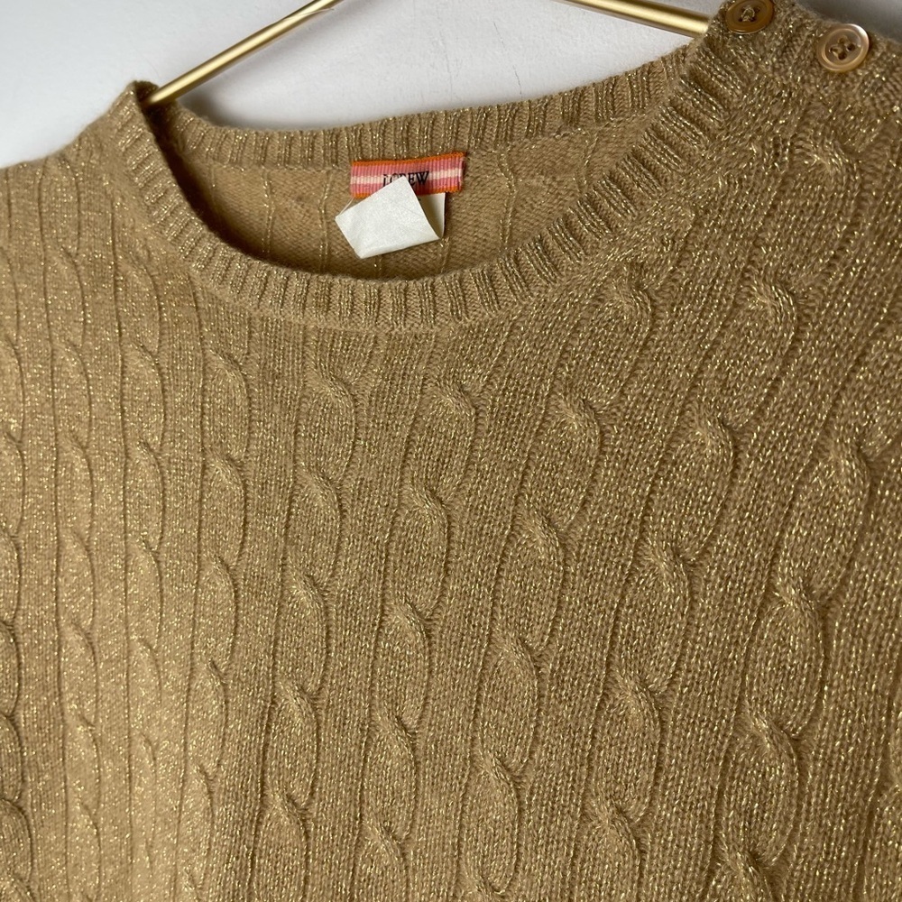 Vintage J. Crew Gold Sparkle Cable Knit Sweater 2000s small - Picture 5 of 10